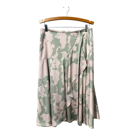 Carlucci Satin Skirt Ruffle Size 10 Women's Pink Green - Picture 5 of 6